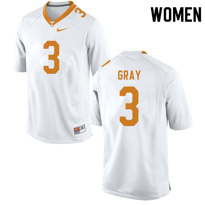 Women #3 Eric Gray Tennessee Volunteers College Football Jerseys Sale-White